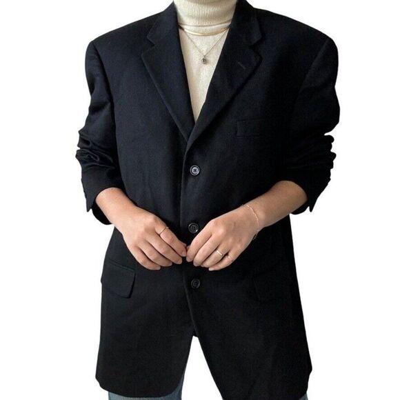 Jack Victor Loro Piana Black 100% Cashmere Soft Sport Coat Academia Blazer 44R - Picture 1 of 13